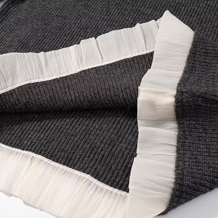 Damen gestricktes Set mit hochwertigem Rüschensaum Drune