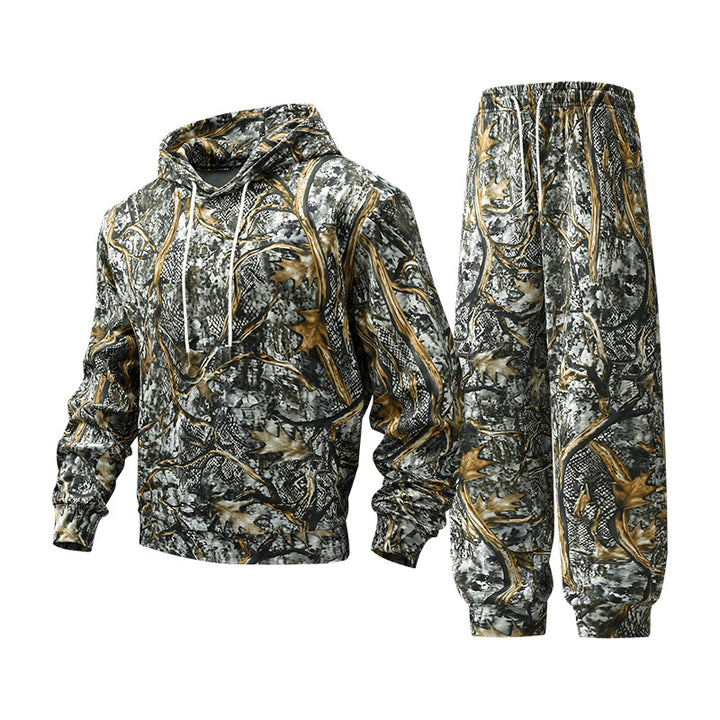 Herren Camouflage-Lounge-Set aus weichem Baumwollmix mit Kapuzenpullover & konischer Jogginghose Drune