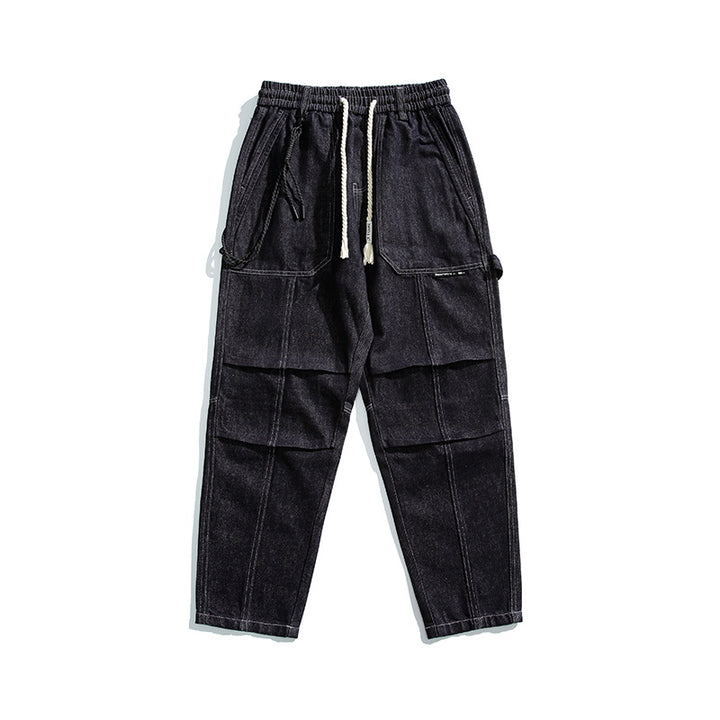 Herren Relaxed Denim-Cargohose mit elastischem Bund und verstärkten Kniepaneelen Drune