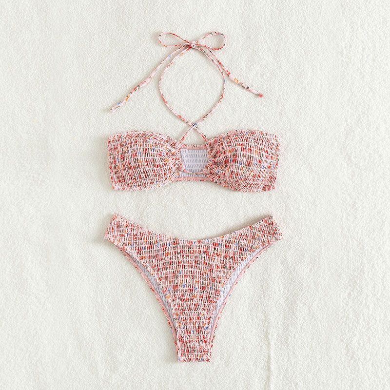Damen Bandeau-Bikini mit raffiniertem Bindeband und hoch geschnittenem Slip Drune
