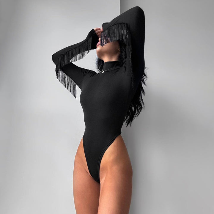 Damen Body mit verführerischem V-Ausschnitt und feinen Spaghettiträgern Drune