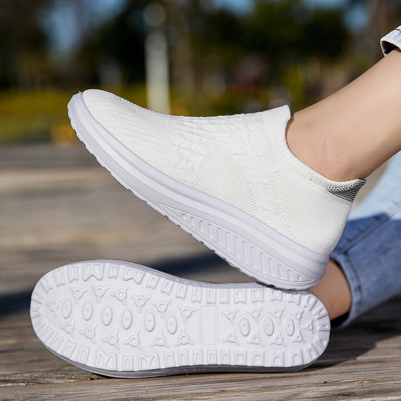 Damen Slip-On Sport Sneakers mit atmungsaktivem Strickdesign Drune