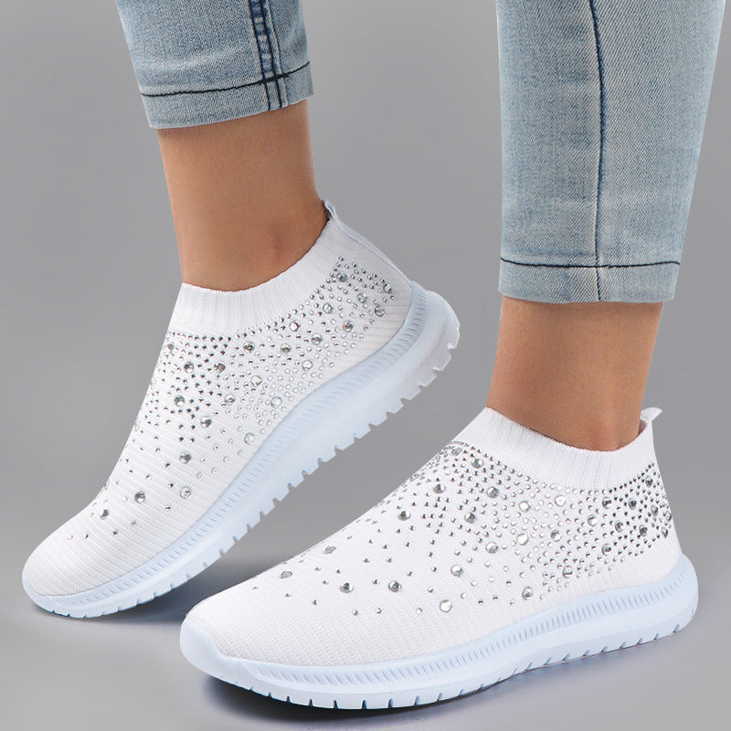 Damen Elastischer Strick‑Sneaker mit Schmucksteinbesatz Drune