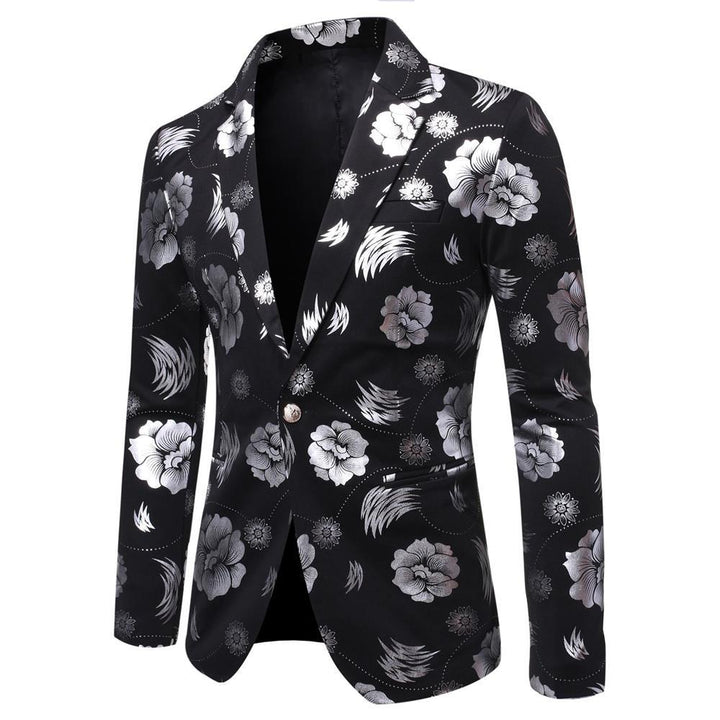 Herren Tailliertes Satin-Sakko mit Blumen-Jacquard und Schalkragen Drune