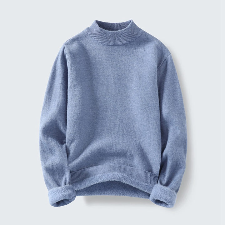 Damen Feinstrick-Mockneck-Pullover mit wärmendem Fleece-Innenfutter und umgeschlagenen Teddy-Bündchen Drune