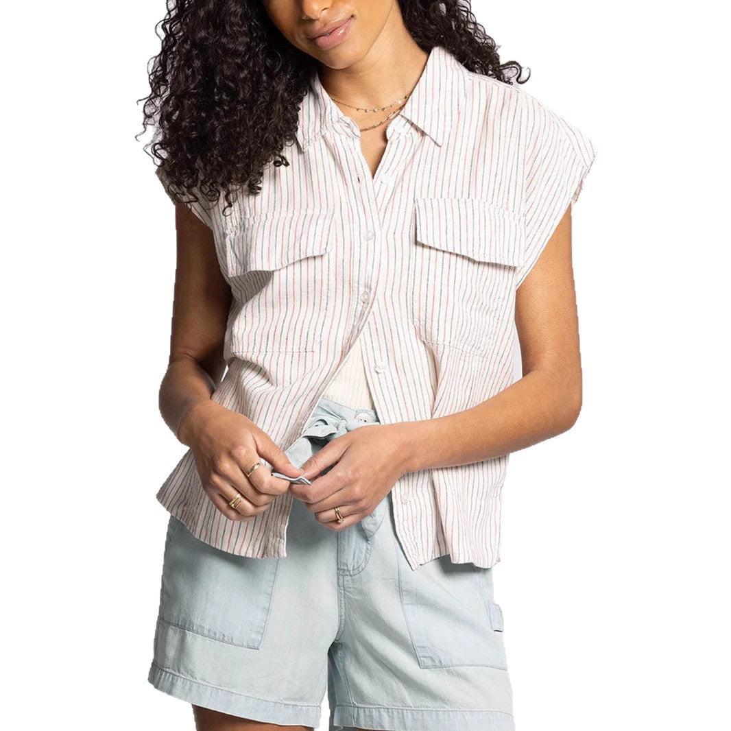 Damen Kurzarm Hemdbluse mit praktischen Pattentaschen Drune