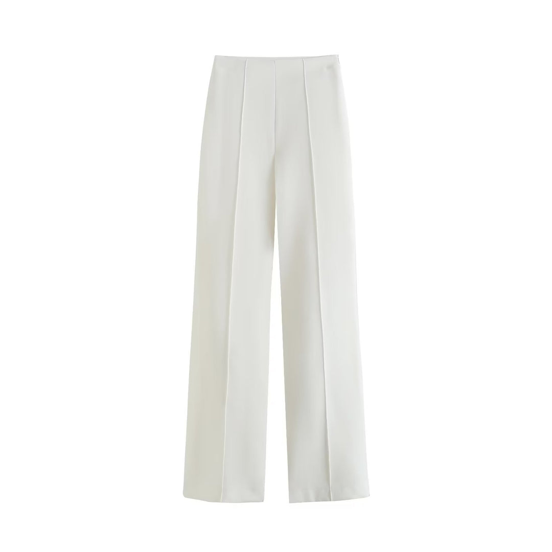 Damen Elegante High‑Waist Palazzo‑Hose mit durchgehender Bügelfalte und Clean‑Finish Drune