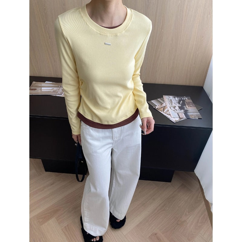 Damen Langarmshirt mit feiner Rippstruktur und breitem Bündchen Drune
