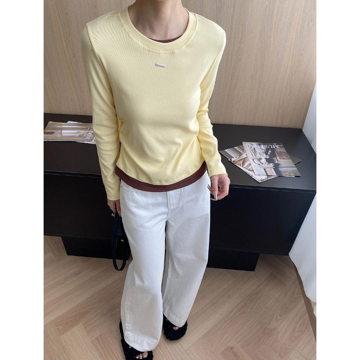 Damen Langarmshirt mit feiner Rippstruktur und breitem Bündchen Drune