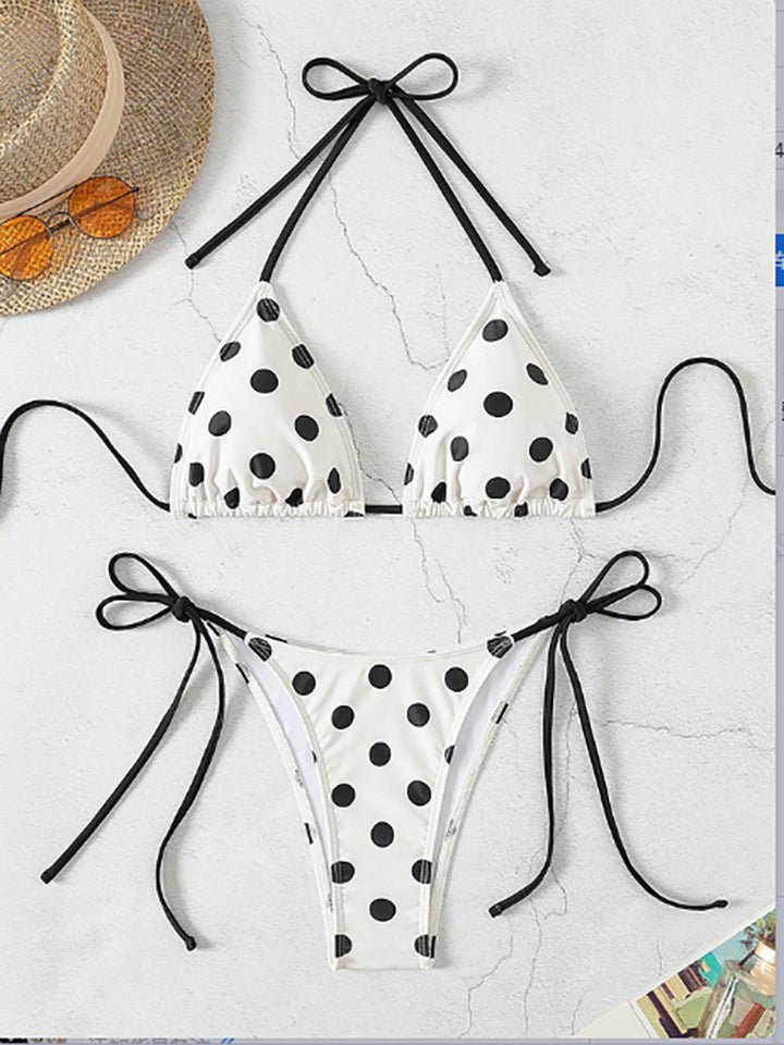 Damen Triangel-Bikini mit verspieltem Punktenmuster und verstellbaren Trägern Drune