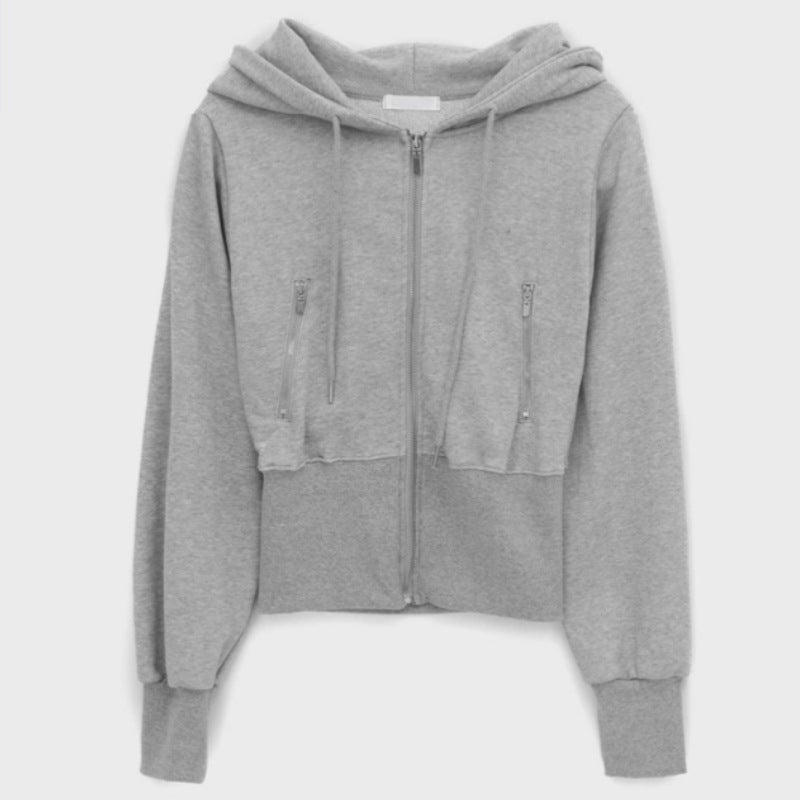 Damen sportliche Zip-Kapuzenjacke mit figurbetontem Schnitt Drune