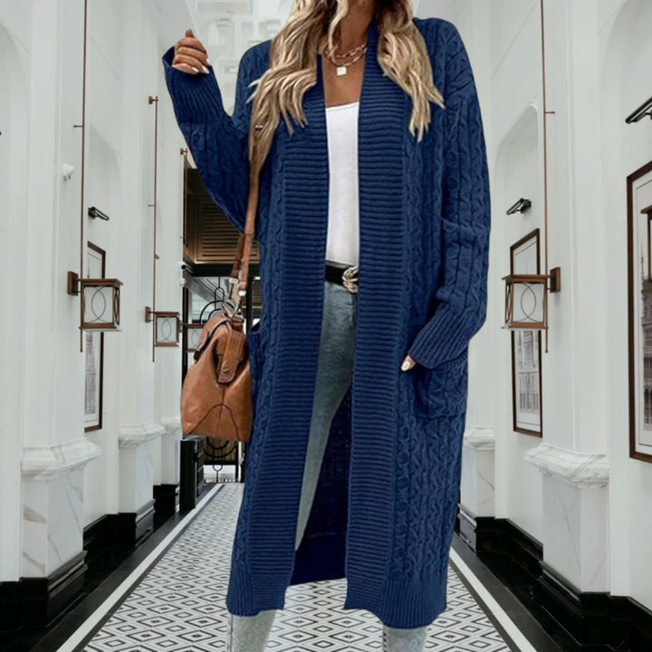 Damen Grobstrick-Cardigan mit offenem Design und praktischen Taschen Drune