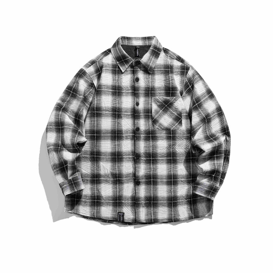 Unisex Kariertes Oversize‑Flanellhemd mit Brusttasche Drune