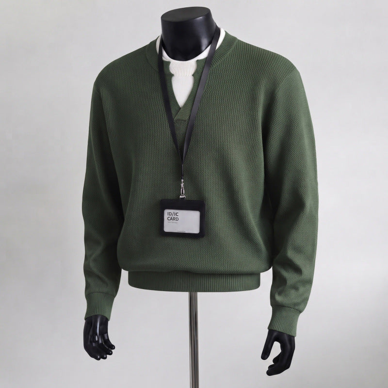 Herren Bequemer Strickpullover mit V-Ausschnitt Drune