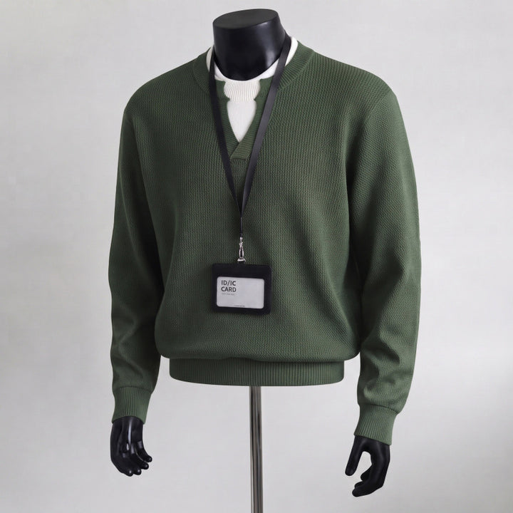 Herren Bequemer Strickpullover mit V-Ausschnitt Drune