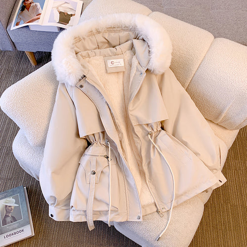 Damen gesteppte Übergangsjacke mit abnehmbarem Fleece-Innenfutter und eleganter Kapuze Drune