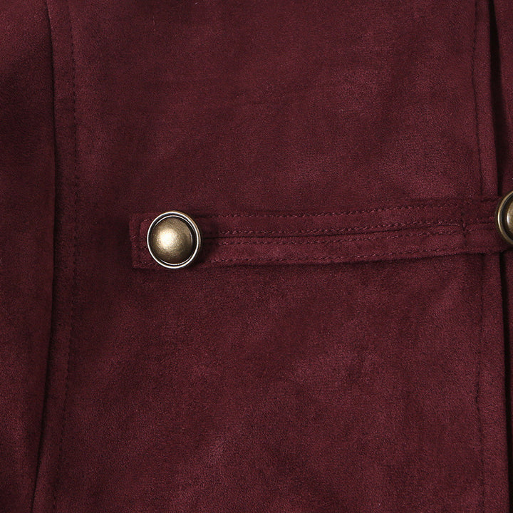 Damen Taillierte Paradejacke aus Veloursimitat mit hoher Knopfsteg‑Blende und Schulterpatten Drune