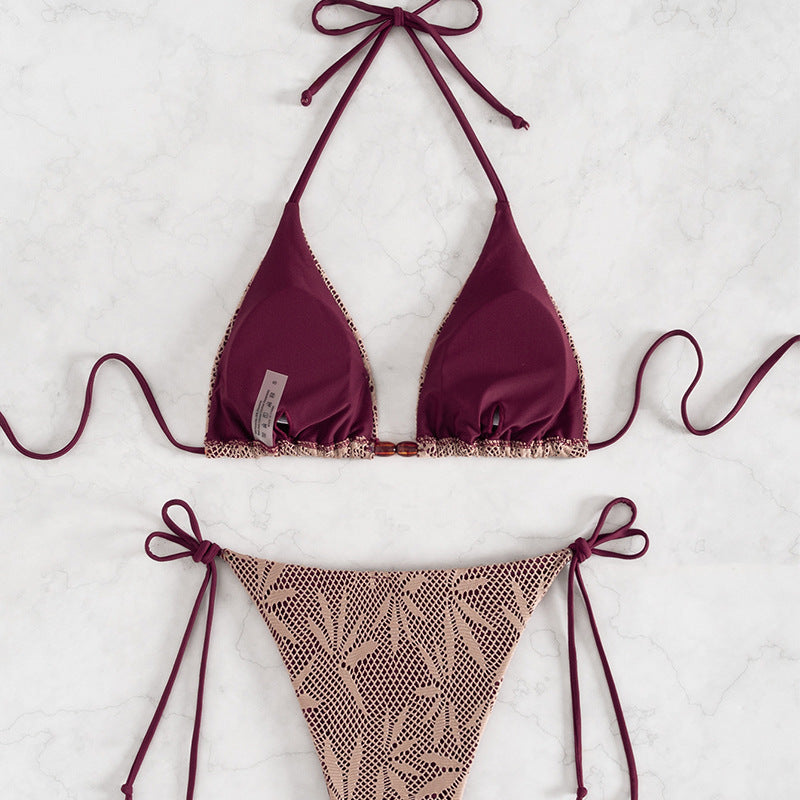 Damen Bikini-Set mit verspieltem Netzdesign und verstellbaren Bindebändern Drune