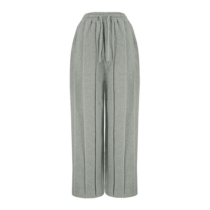 Damen lässige Plissee-Hose mit elastischem Bund Drune