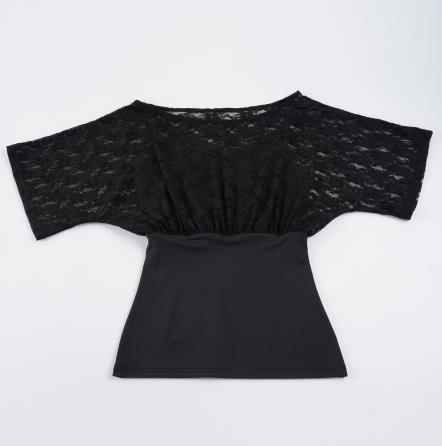 Damen elegante Spitzenbluse mit tailliertem Schnitt und voluminösen Ärmeln Drune