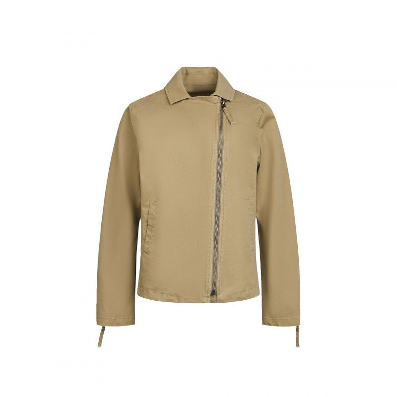 Herren Asymmetrische Bikerjacke mit diagonalem Metallreißverschluss Drune