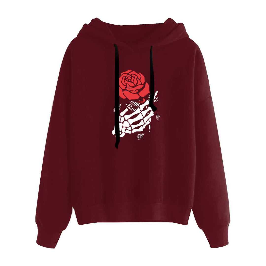 Damen nan lässiger Oversize Kapuzenpullover mit Herz‑und‑Pfotenprint, Kordelzug und gerippten Bündchen Drune