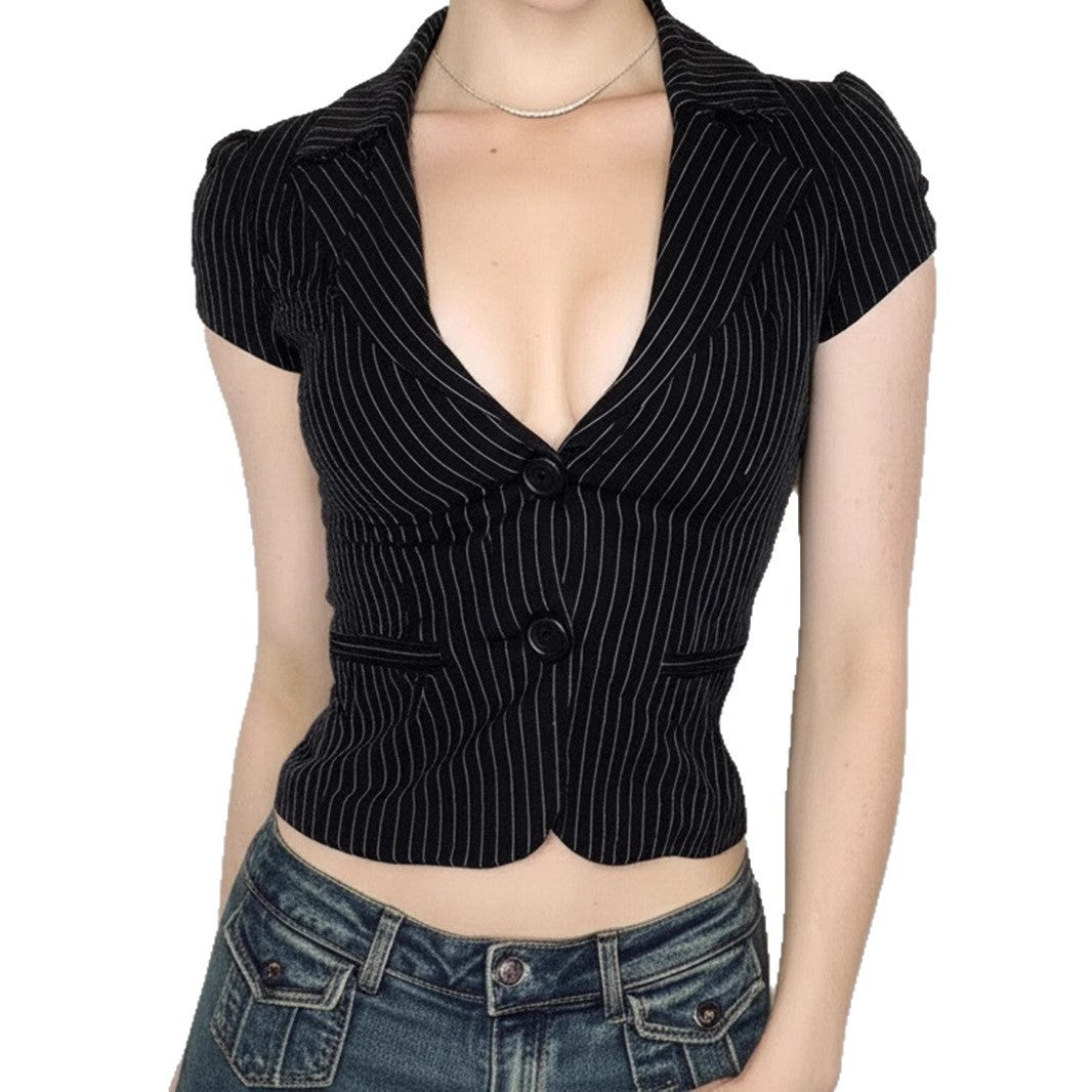Damen Blazer mit tailliertem Schnitt und modernen Streifen Drune