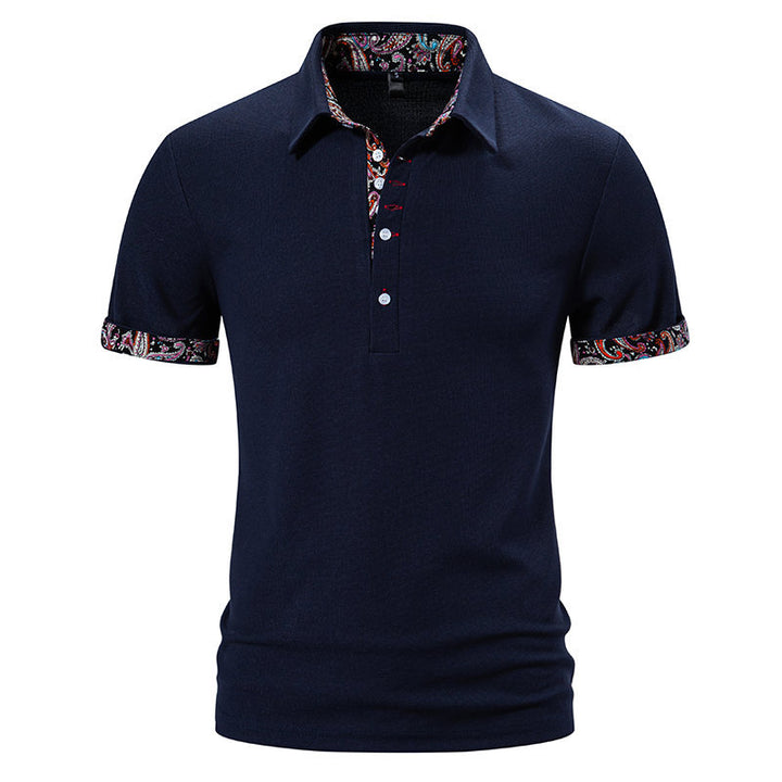 Herren Elegantes Kurzarm Poloshirt mit einzigartigem gemusterten Saum Drune