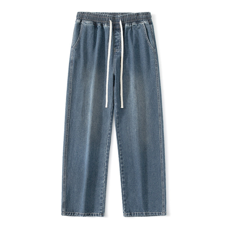 Herren Weite Denim-Jogginghose mit elastischem Bund und langen Tunnelzugbändern Drune