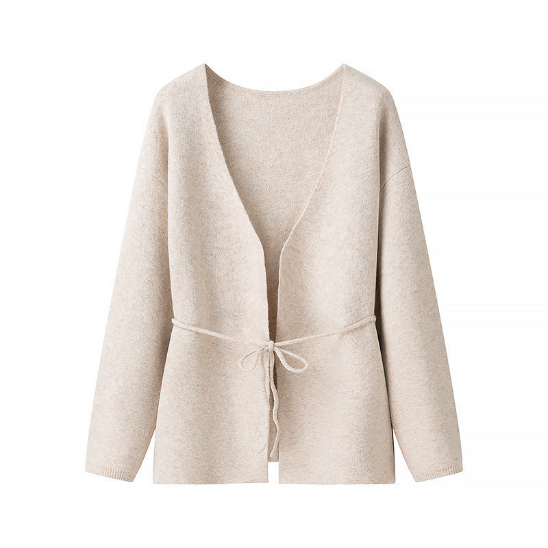 Damen Kuschelige Strickjacke mit Bindegürtel und modernem Schnitt Drune