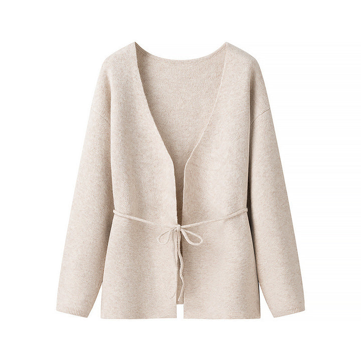 Damen Kuschelige Strickjacke mit Bindegürtel und modernem Schnitt Drune