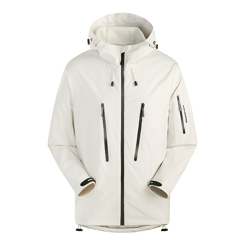 Herren Dreilagige atmungsaktive Hardshell-Outdoorjacke mit Kapuze und verschweißten Nähten Drune