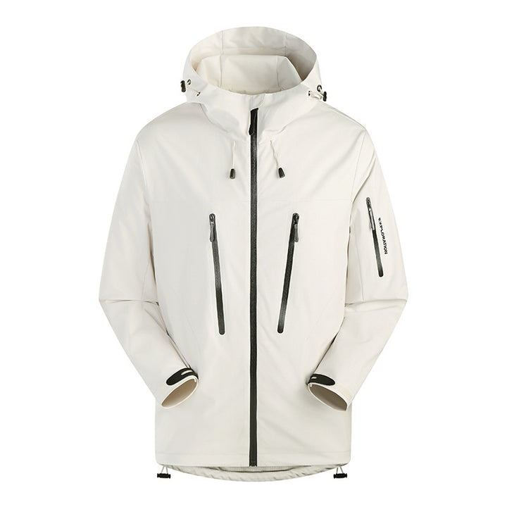 Herren Dreilagige atmungsaktive Hardshell-Outdoorjacke mit Kapuze und verschweißten Nähten Drune