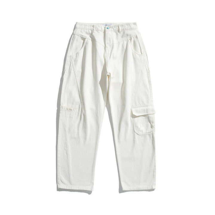 Damen High‑Waist Cargo‑Hose aus robustem Denim mit großen Pattentaschen Drune