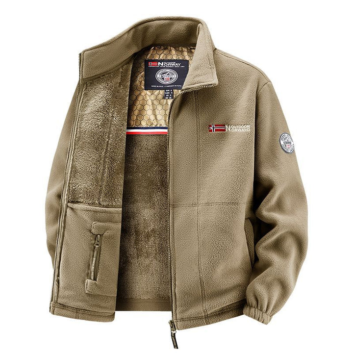 Herren Thermo-Fleecejacke mit vollflorigem Teddyfutter, verdeckter Reißverschluss-Innentasche und hohem Stehkragen Drune