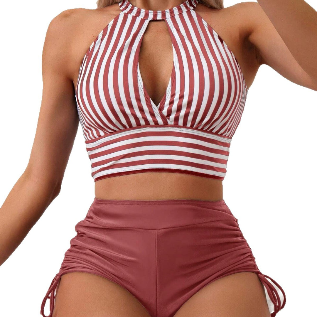 Damen Hochtailliertes Bade-Set mit Streifen-Design Drune