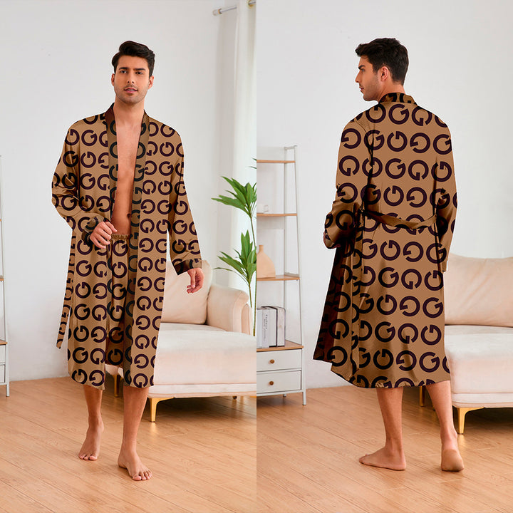 Herren Kimono-Robe mit modernem geometrischem Muster und praktischem Gürtel Drune