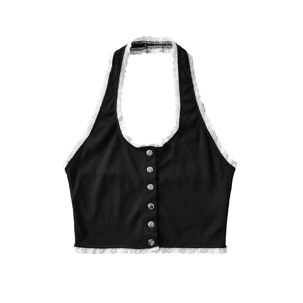 Damen Cropped Top mit Spitzendetails Drune