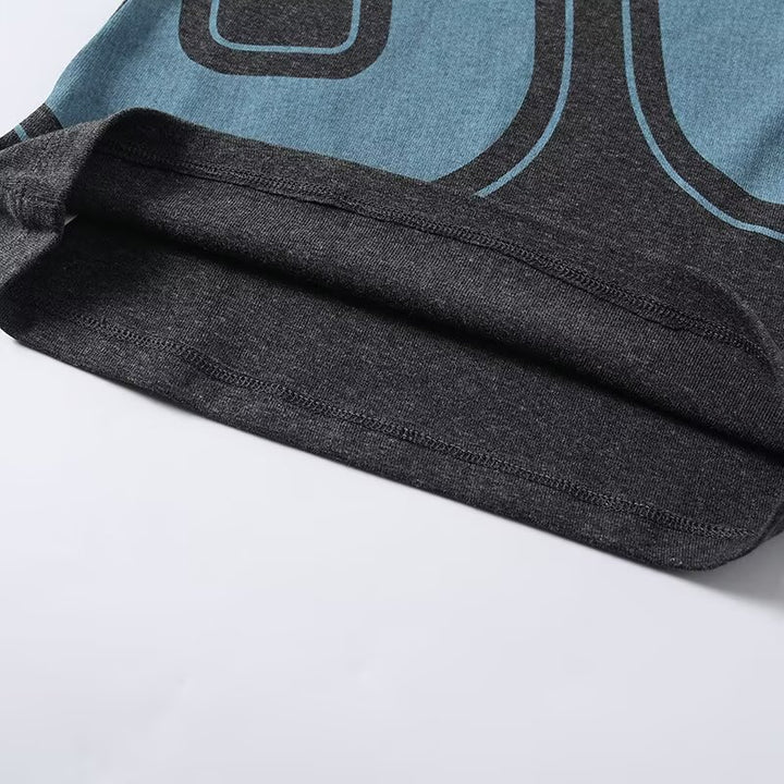 Damen lässiges Kurzarm-T-Shirt mit Raffung und grafischem Druck Drune