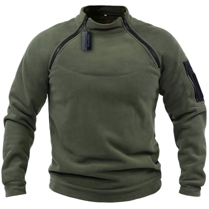 Herren Funktions-Fleecepullover mit Schulterbelüftung, hohem Stehkragen und Ärmeltasche Drune