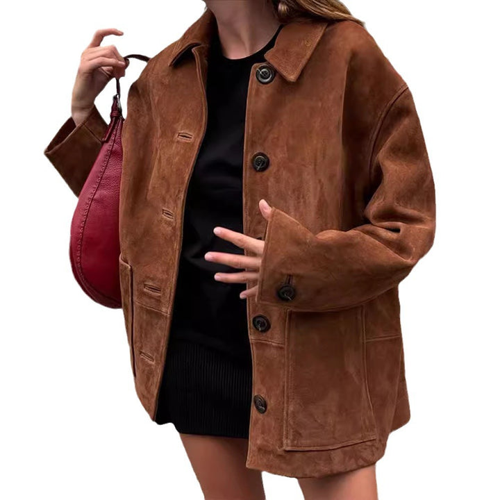 Damen Wilde Velourjacke im lässigen Chic Drune