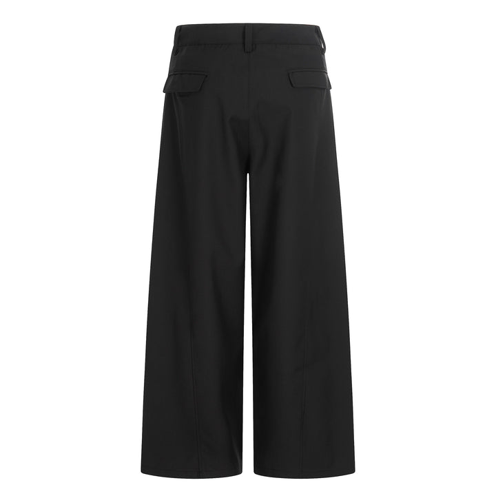 Damen Weite Culotte-Hose mit Bundfalten, hoher Taille und aufgesetzten Taschen Drune