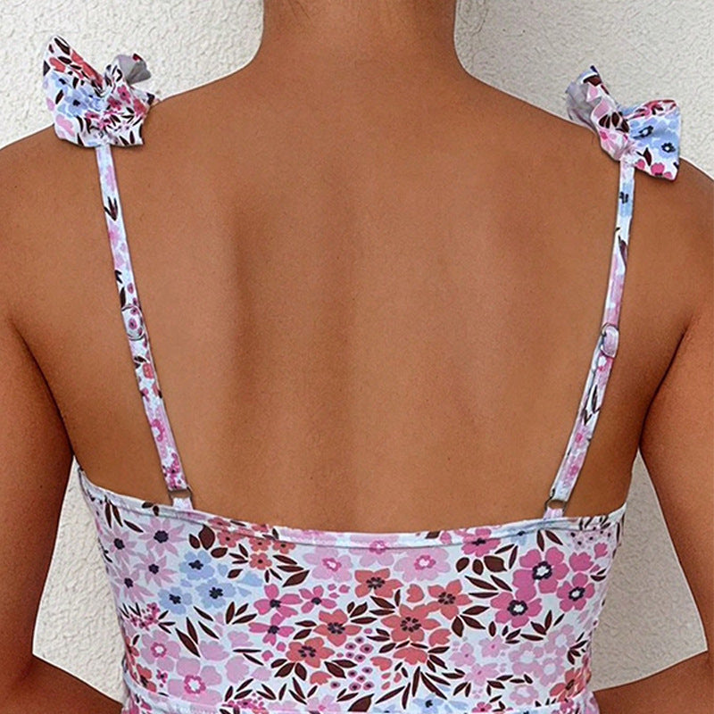 Damen Floral Design Badeanzug mit Rüschendetails Drune