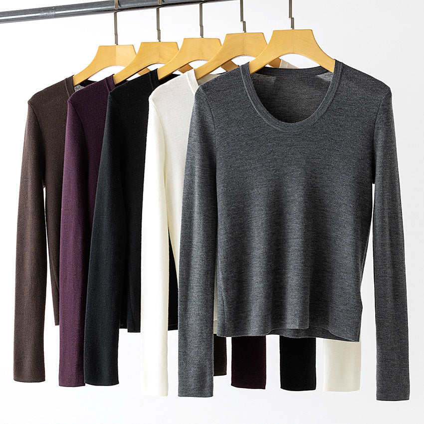 Damen Feinstrick-Langarmshirt mit Rundhalsausschnitt und leichter A-Linie Drune