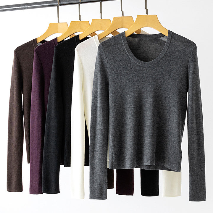 Damen Feinstrick-Langarmshirt mit Rundhalsausschnitt und leichter A-Linie Drune