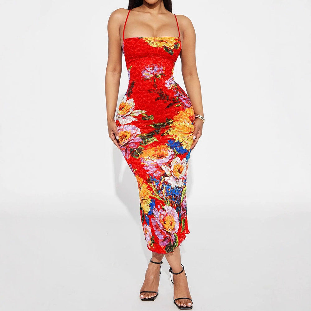 Damen Elegantes Spitzenkleid mit floralen Akzenten und verstellbaren Trägern Drune