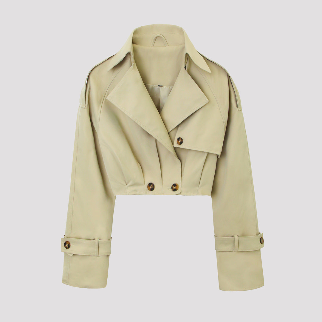 Damen Modische Cropped Trenchcoatjacke Drune
