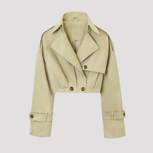 Damen Modische Cropped Trenchcoatjacke Drune