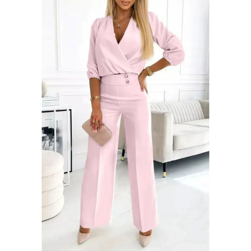Damen elegantes Jumpsuit mit weiten Beinen Drune