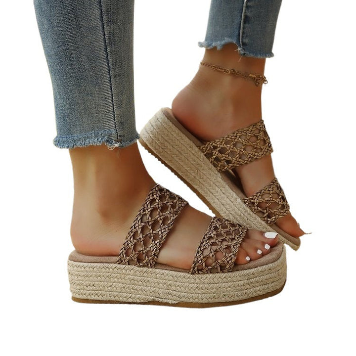 Damen Komfortable und geflochtene Wedge-Sandalen Drune